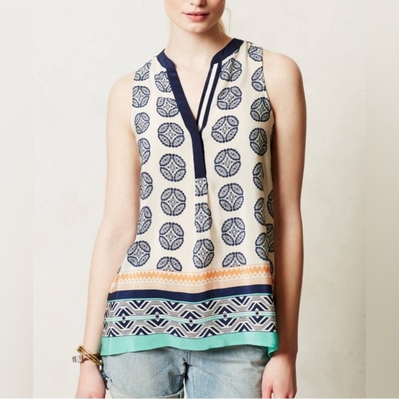 Anthropologie Vanessa Virginia Finn Silk Sleeveless Top Size Small - Picture 1 of 10